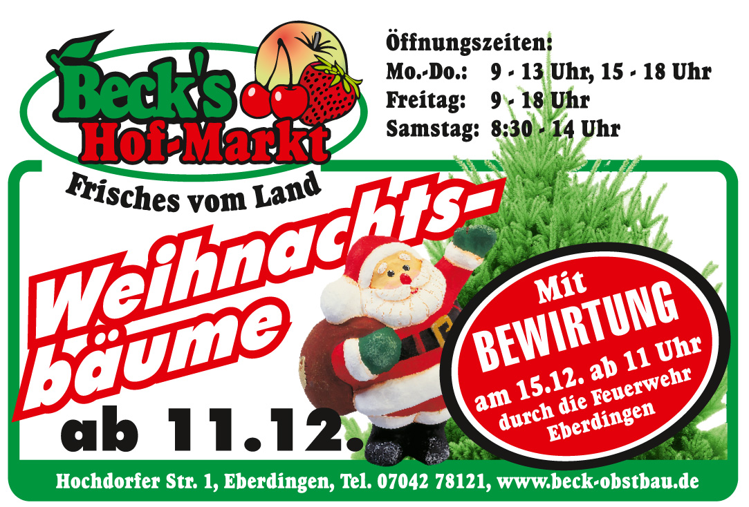 Weihnachtbaumverkauf im Hof-Markt Eberdingen
